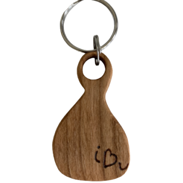Picture of handmade cherry wood keychain