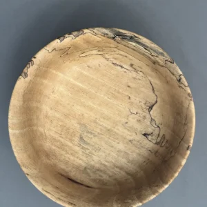 Interior of Spalted Tamarind wood bowl showing natural grain and dark spalt lines