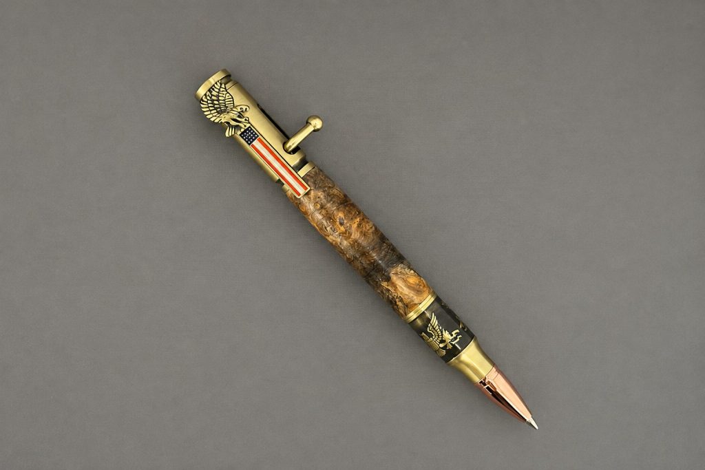 Hand-turned 30 Caliber Bald Eagle Bolt-Action Pen by Rogene Sears