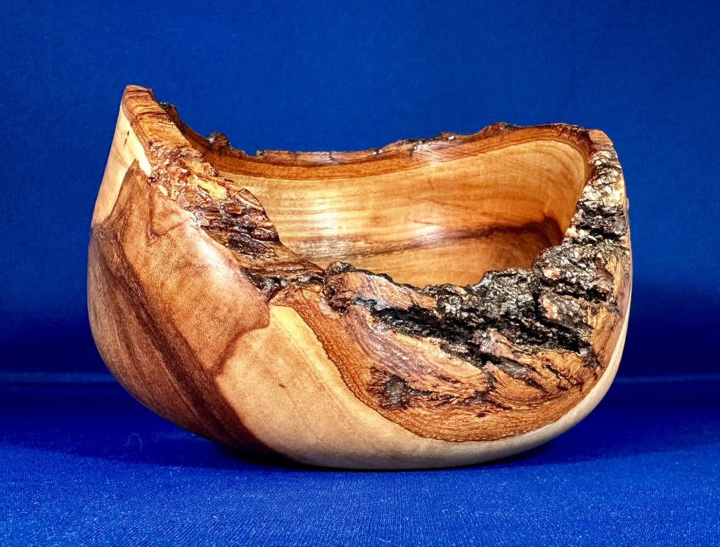 Sculptural live-edge turned wooden vessel