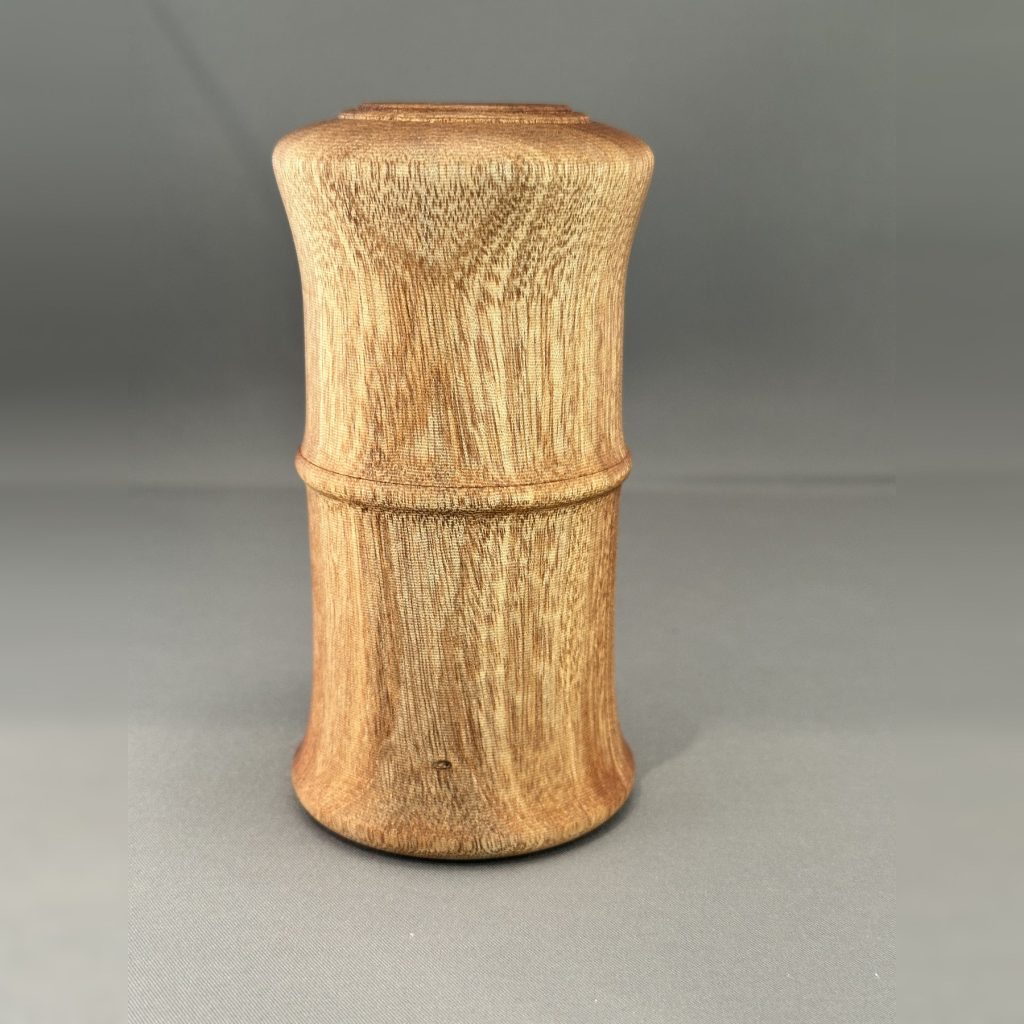 Closed Sipo mahogany friction-fit keepsake box with a gently flared profile