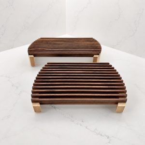 Set of two Walnut and Maple nesting wooden trivets