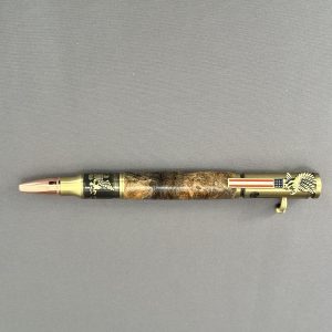 Full side view of Liberty Burl with an American flag clip and bald eagle details
