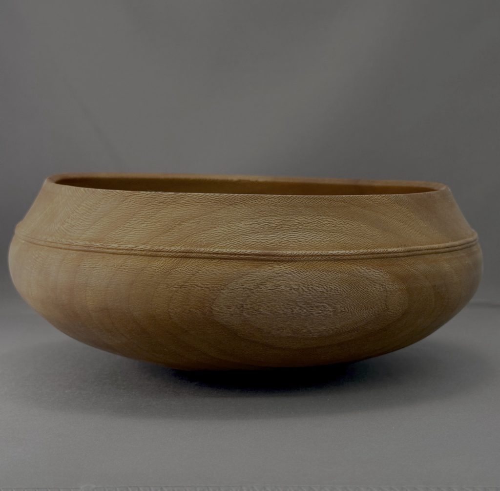 Hand-turned Red Alder calabash bowl by Rogene Sears, side view