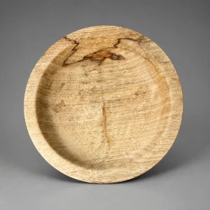 Hand-turned Curly White Limba wood bowl with distinctive natural grain