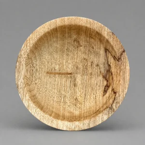 Interior of hand-turned Curly White Limba wood bowl showing natural grain and figure
