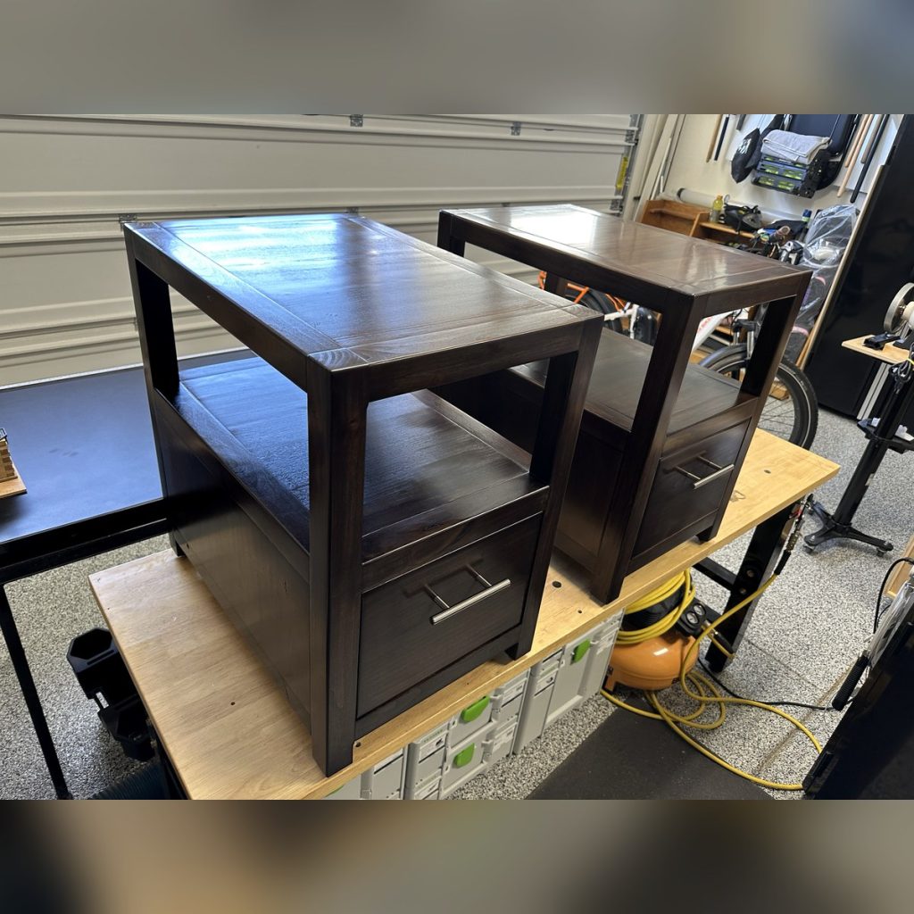 Pair of matching knotty alder end tables from the Joined by Craft commission